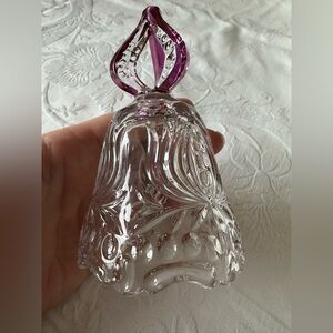 Vintage Lead Crystal Bell with Purple Handle